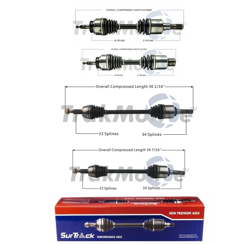 SurTrack Juego de ejes de eje CV delanteros y traseros KIT para Expedition Navigator 4x4 Foto 1 de 1