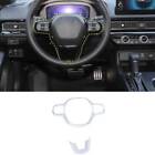 Silver Matte Steering Wheel Switch Cover Trim 2Pcs Fit For Honda Civic 2022-2023