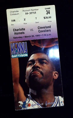 Hornets Cavaliers Season Ticket Stub Kenny Gattison Game Face NBA 3/25/1995 - Image 1 of 2