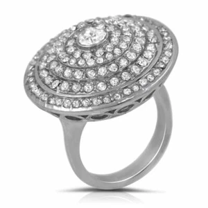 Gran cóctel de acero inoxidable llamativo anillo cristal circonita grande grueso moda - Imagen 1 de 4