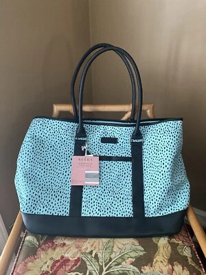 Bolso de Mano SERRA Weekender Azul Aqua Lunares y Negro NUEVO Viaje Crucero Playa Foto 1 de 4
