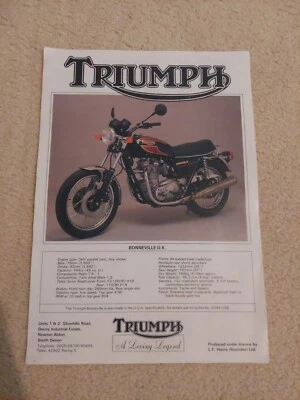 Triumph Bonneville 750 Brochure 1984 - Image 1 of 2