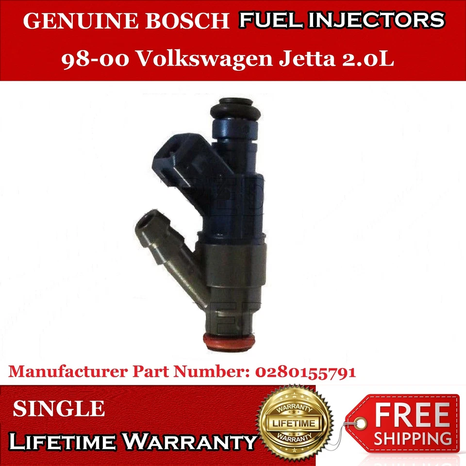 SINGLE Genuine Bosch Fuel Injectors for 98-00 Volkswagen Jetta 2.0L 0280155791 Foto 1 de 1