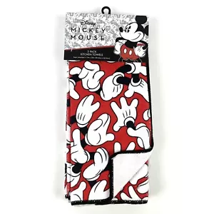 DISNEY MICKEY MOUSE HANDS KITCHEN TOWELS Dish Towel 3 PACK NEW RED White 16 X 26 - Picture 1 of 5