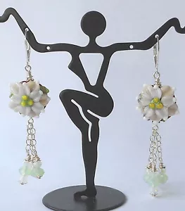 *FLORES DE INVIERNO* Pendientes de cristal de flor de pascua artesanal con lámpara - Imagen 1 de 3