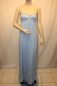 NUEVO VESTIDO LARGO BCBGMAXAZRIA CRISTAL AZUL SEDA PLISADO CUENTAS DEG162 TALLA 2 - Imagen 1 de 7