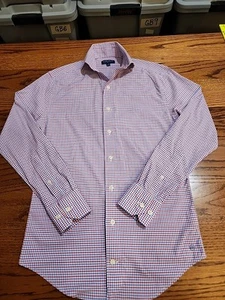 Peter Millar Crown Crafted Herren XS L/S blau/rot kariert Knopfleiste EUC GB36 - Bild 1 von 9