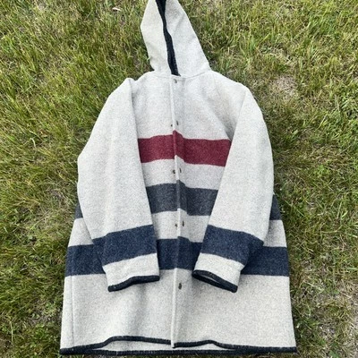 Vintage Woolrich USA wool blanket stripe coat Large Oversize Jacket Hudson Bay - Image 1 of 4