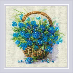 RIOLIS Counted Cross Stitch Kit 8.75"X8.75"-Forget Me Knots In A Basket ((14 Cou - Bild 1 von 1