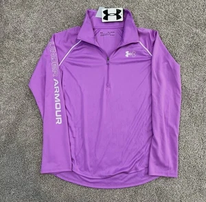 Youth Girl Size YXL 1/4 Zip Pullover Under Armour Purple Fitted - Picture 1 of 3