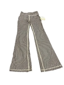 NWT Athleta Girl High Rise Black White Checked Chit Chat Flare Pant Sz M (8-10) - Picture 1 of 10