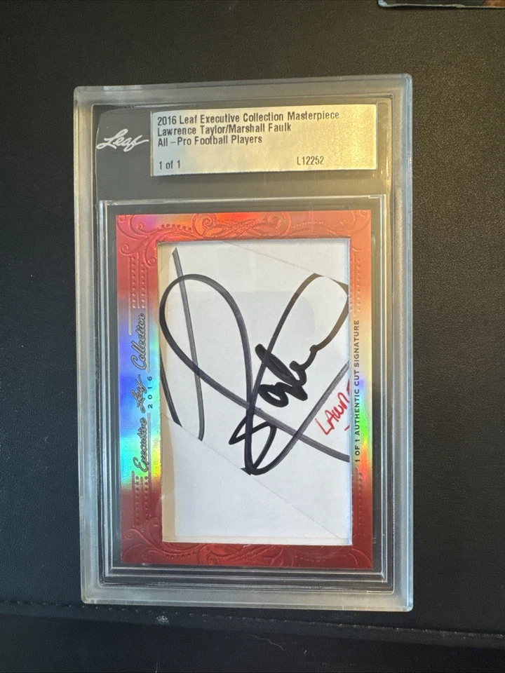 Leaf Executive Collection 2016 obra maestra Lawrence Taylor/Marshall Faulk 1 de 1 Foto 1 de 2