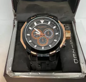 New old stock Rocawear oversized mens watch in original box, runs, box shows age - Picture 1 of 15