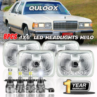 4PC Black 4X6" LED Headlights For Mercury-Grand Marquis & Town Car & Continental - Imagem 1 de 4