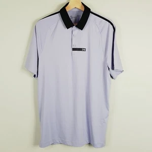 UNDER ARMOUR Golf Mens Size M Rush Bonded Purple Polo Top - Picture 1 of 9