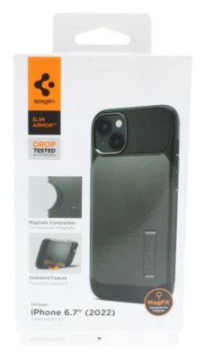Funda Spigen para iPhone 14 Plus con MagSafe Gunmetal Negra Delgada Armadura Foto 1 de 4