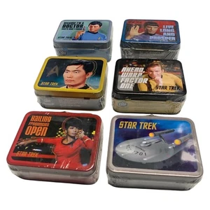 MINI LUNCHBOX SET of 6 (Spock Kirk Uhura Mc Coy Sulu Enterpris) tin box new - Picture 1 of 5