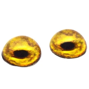 Pair High Dome Golden Lion Half Sphere Glass Eyes Taxidermy Jewelry - Picture 1 of 6
