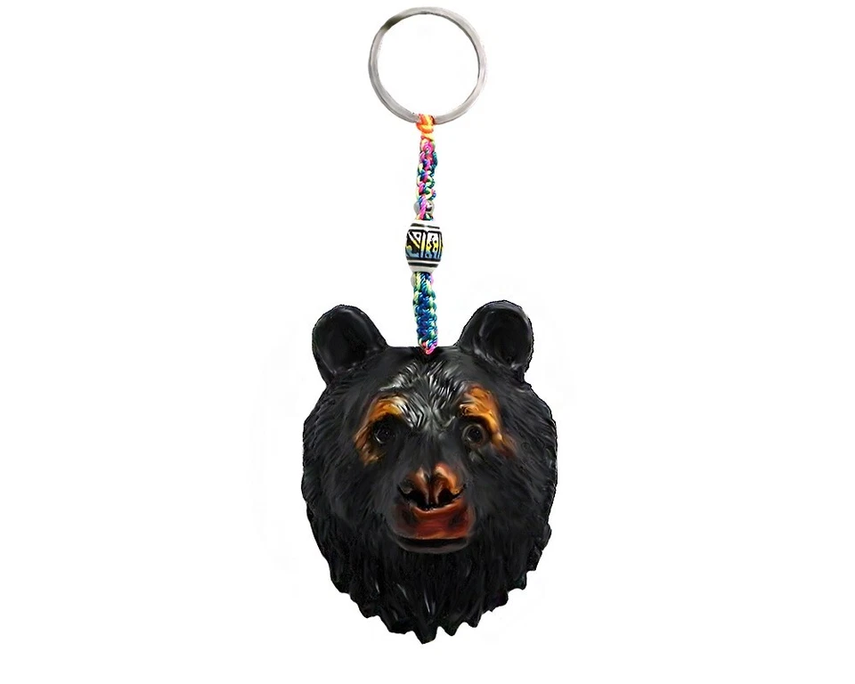 Llavero Cabeza de Oso Negro Bosque Lindo Animal Hecho a Mano 3D Macramé Coche Bolso Dije Foto 1 de 1