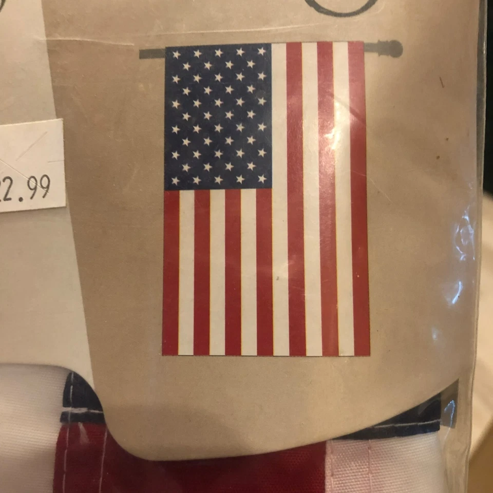 Deluxe Applique American Flag 28" x 44" Evergreen Nylon Patriotic Home Decor - Image 1 of 4