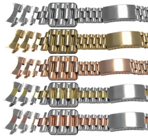 Watch Bracelet Curved Replacement Strap For Rolex President Style Satin Mirror - Picture 1 of 9