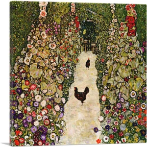 ARTCANVAS Garden with Roosters 1917 Canvas Art Print by Gustav Klimt - Picture 1 of 11