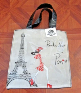 Rendez-Vous A Paris Handbag Handle Tote Bag Black Patent Leather w/ Eifel Tower - Picture 1 of 8