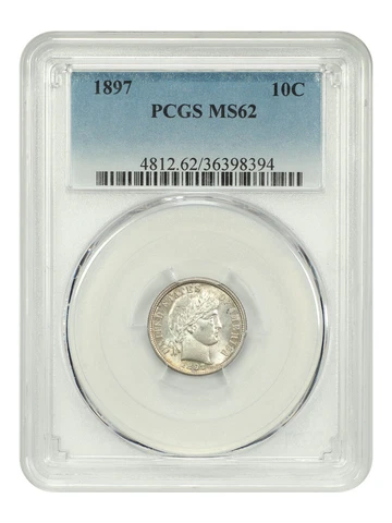1897 10C PCGS MS62 Cover