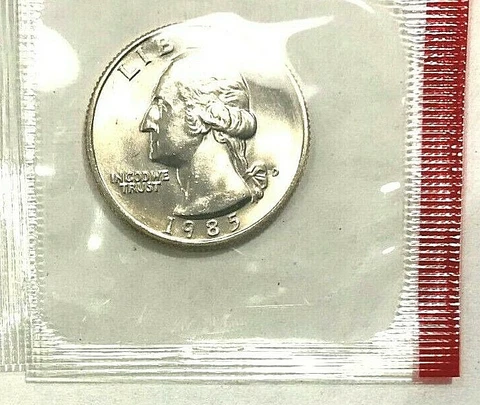 1985   D  Washington Quarter Choice Unc in Mint Cello Cover