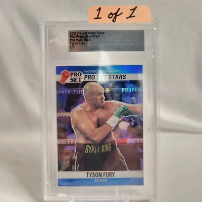 2021 Leaf Pro Set Metal Stars 1/1 Tyson Fury Pre-Production Proof Prismatic Blue - Image 1 of 2