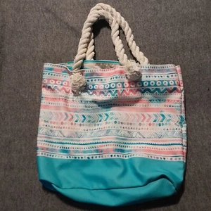 Thirne & Co. Colorful Aztec Print Large Purse Tote Bag w/ Rope Handles - Picture 1 of 6
