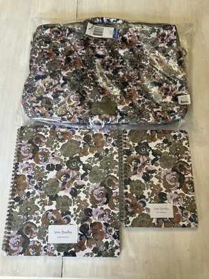 Vera Bradley PETITE EXUBERANT 花朵 SAGE 超轻笔记本电脑斜挎包和笔记本电脑 — 第 1/4 张图片