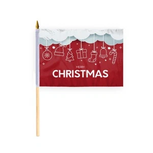 AGAS Christmas Flags 12x18Inch Stick Flag-Multi-Design-100% Polyester, 24In pole - Picture 1 of 11