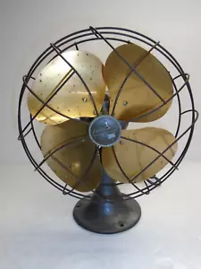 Vintage "EMERSON" TYPE 6250-F 10 inch (4) BRASS BLADE OSCULATING FAN - Picture 1 of 12