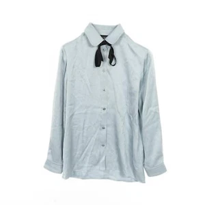 GUCCI Grosgrain Bowtie Blouse Shirt 400157 Silk Blue Used Women Size 38 - Picture 1 of 9