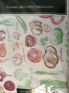 LAURA ASHLEY FLANNELBACK TABLECLOTH 60 X 104 VEGGIES NIP - Picture 1 of 1