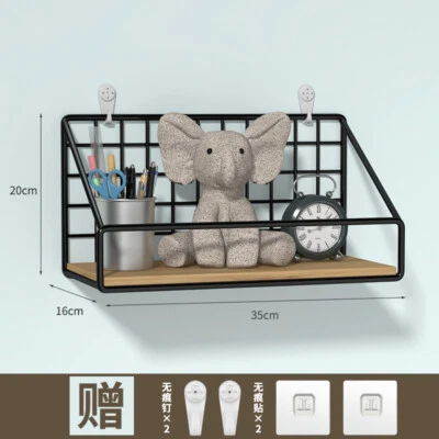  Estante de Pared Superior Hierro Colgante de Pared Sin Perforaciones Salón Estante de Almacenamiento Foto 1 de 4