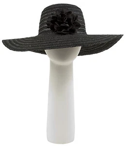 Pia Rossini Ala Ancha Rafaella Sol/Sombrero Formal Roseta Negro - Imagen 1 de 1