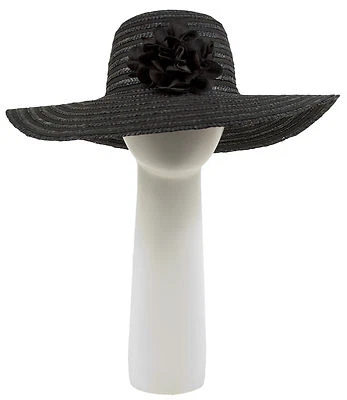 Pia Rossini Wide Brimmed Rafaella Sun/Formal Hat Rosette Black