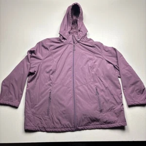 ZeroXposur Jacket Womens 3X Hooded Softshell Purple Faux Fur Zip Pockets - Picture 1 of 5