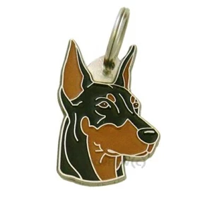 Hundename ID Tag, Dobermann-geschnittene Ohren, personalisiert, graviert, Handarbeit, Charm - Bild 1 von 12
