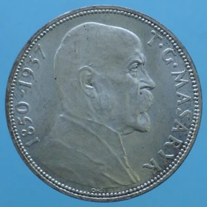 CECOSLOVACCHIA 20 KORUN 1937 MORTE PRESIDENTE MASARYK ARGENTO SILVER COIN FDC - Imagen 1 de 2