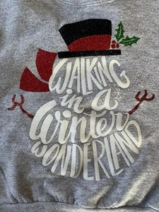 Hanes Kids YXS Heather Gray Crewneck Sweatshirt “Walking In A Winter Wonderland” - Picture 1 of 9