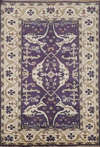 Tappeto Oushak Indiano Autentico Annodato A Mano Per Camera Da Letto 4x6 Piedi - Foto 1 di 18