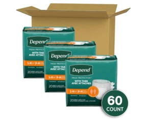 Depend Inkontinenzschutz mit Tabs Unisex Small Medium 60 Ct (3x20) - Bild 1 von 6
