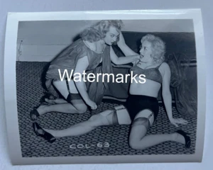 Vintage Original Women Apartment Wrestling Catfight 4" x 5" B&W Photo - Picture 1 of 2