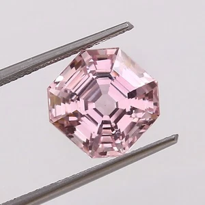 Natural Flawless Madagascar Pink Morganite Asscher Loose Cut Gemstone 11x11 MM - Picture 1 of 4