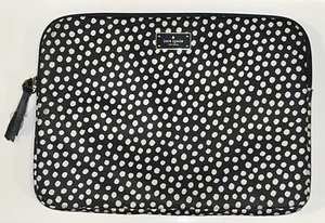 Kate Spade New York Padded Laptop Sleeve Black & White Polka Dot 14" x 10" - Picture 1 of 5