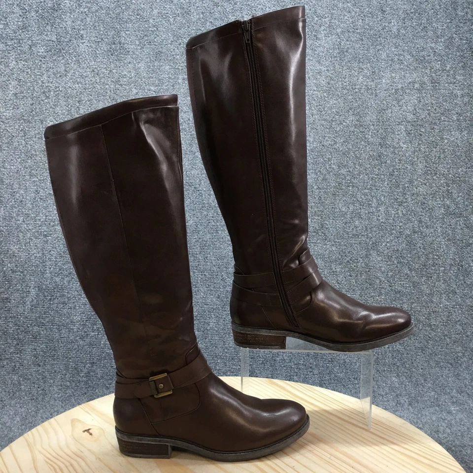 Botas Baretraps Femininas 7.5 M Yvonna Alta Zíper Lateral Bota de Equitação Couro Sintético Marrom - Imagem 1 de 4