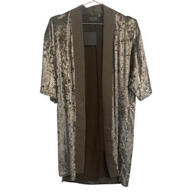 Dress Forum LA Open Front Sage Green Short Sleeve Velvet Cardigan Small NWT - Image 1 of 4